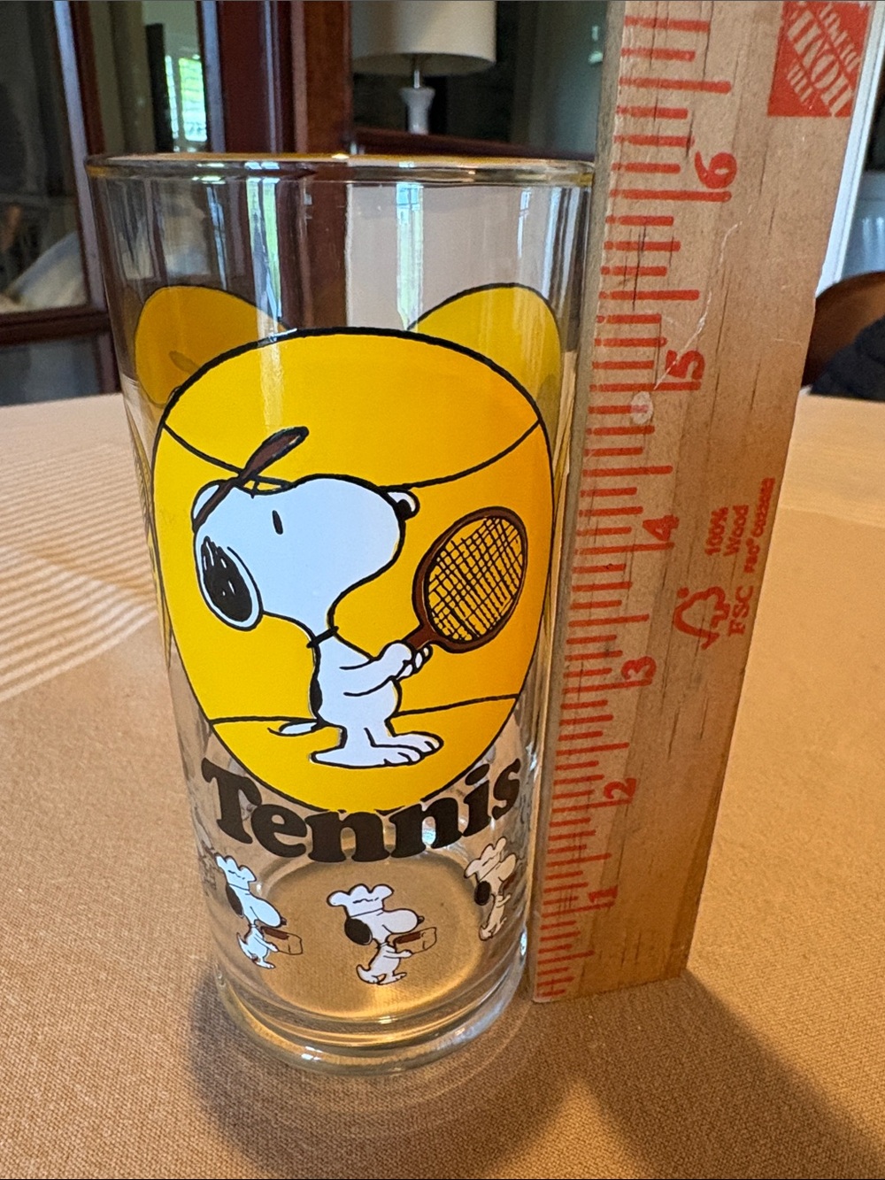 Snoopy Tennis Glass - Yellow Design